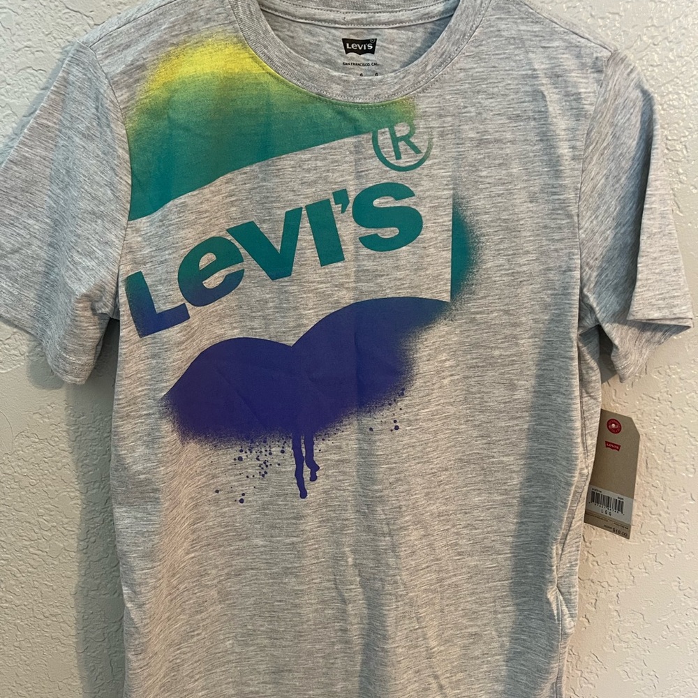 Levi's Gray Tee with Green and Purple Graphic